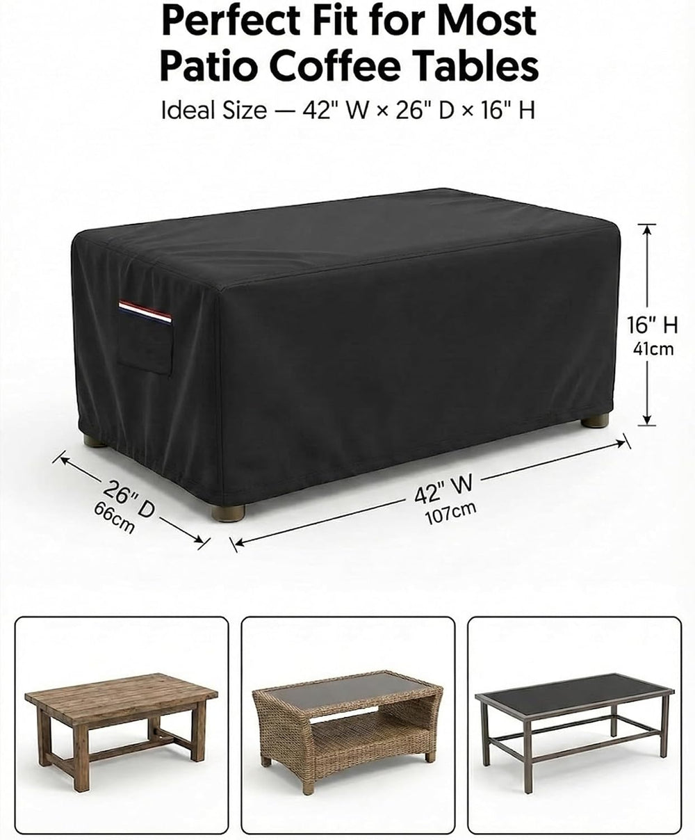 Waterproof Rectangular Patio Coffee Table Cover, 600D Heavy Duty Outdoor Furn...