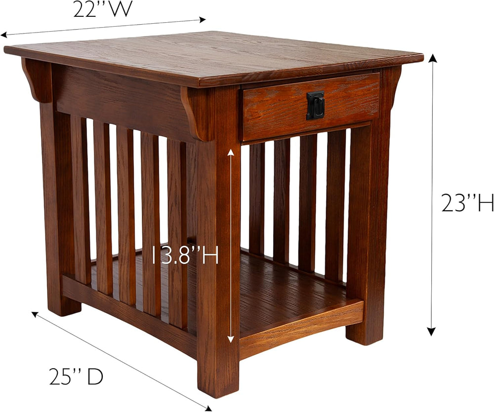 Leick Home Mission End Table, 22", Medium Oak