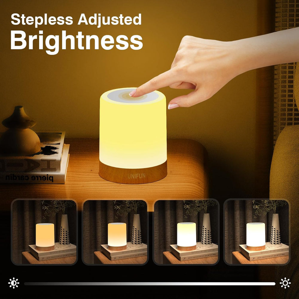 UNIFUN Bedside Touch Lamp Rechargeable Dimmable RGB LED Table Night Light (Pa...