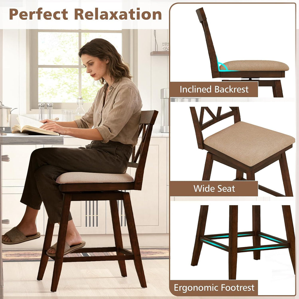 COSTWAY Bar Stools Set of 2 for Kitchen Island, 24" Counter Height Chair...