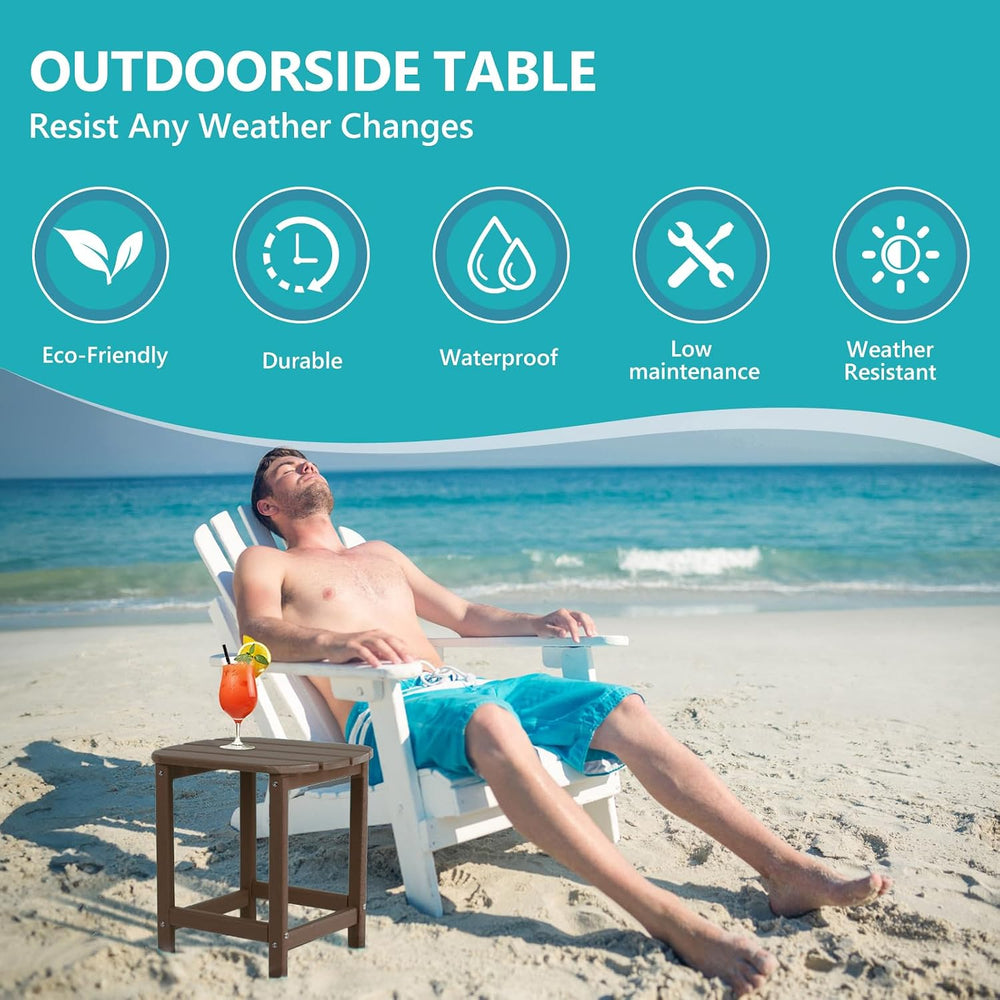 Plawdlik HDPE Outdoor Table, All Weather Adirondack Side Table, Coffee