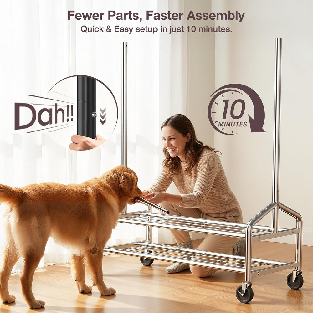 Heavy Duty Clothes Rack Load 650 LBS, Rolling Clothing Rack for Hanging Cloth...