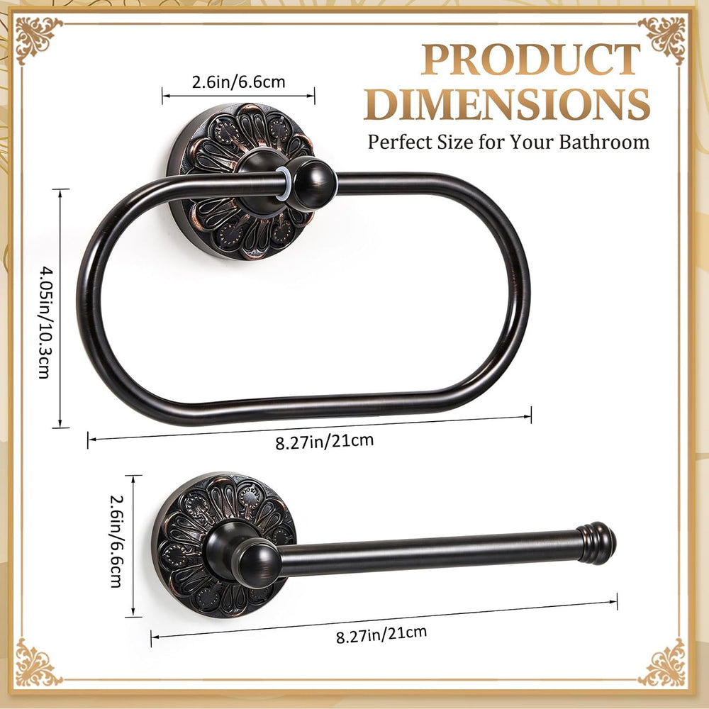 2 Pcs Toilet Paper Holder Towel Ring, Black, Rectangle