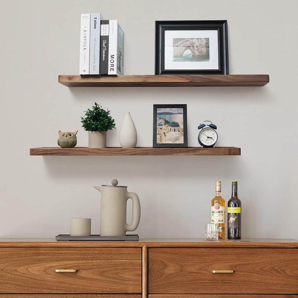 Axeman 36 Inch Solid Walnut Wood Floating Shelves, 6inch Deep Wall Shelves