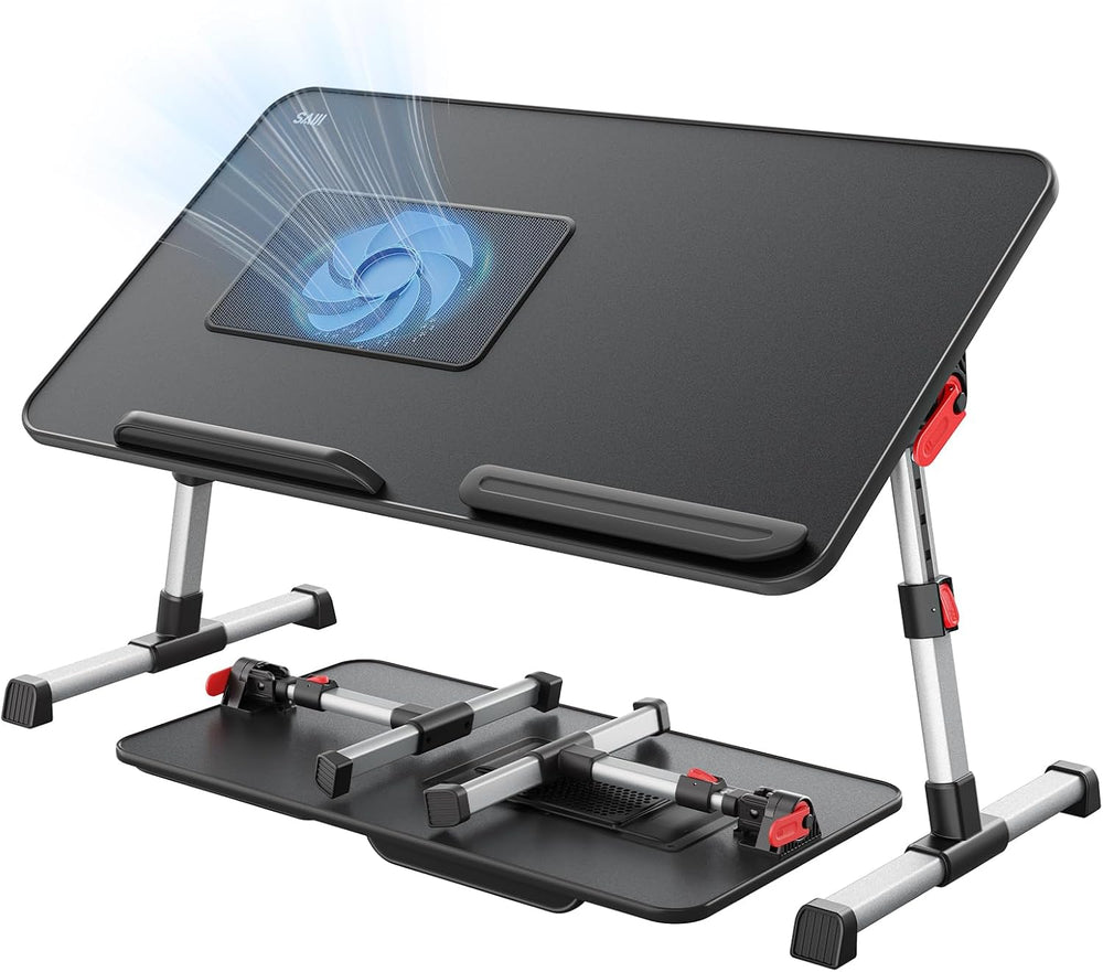 Laptop Desk for Bed with Cooling Fan, SAIJI Lap Desk Tray Table
