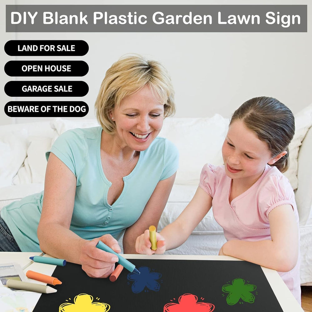 10 Pack 24x16 Inch Waterproof Corrugated Plastic Yard Signs with Stakes - Bla...