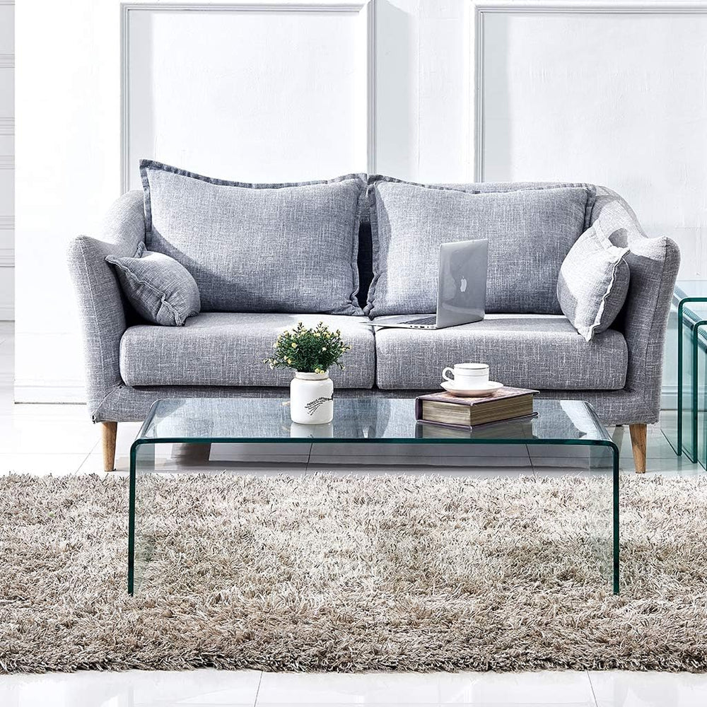 Premium Tempered Glass Coffee Table,Small Modern Clear Coffee Table for Livin...