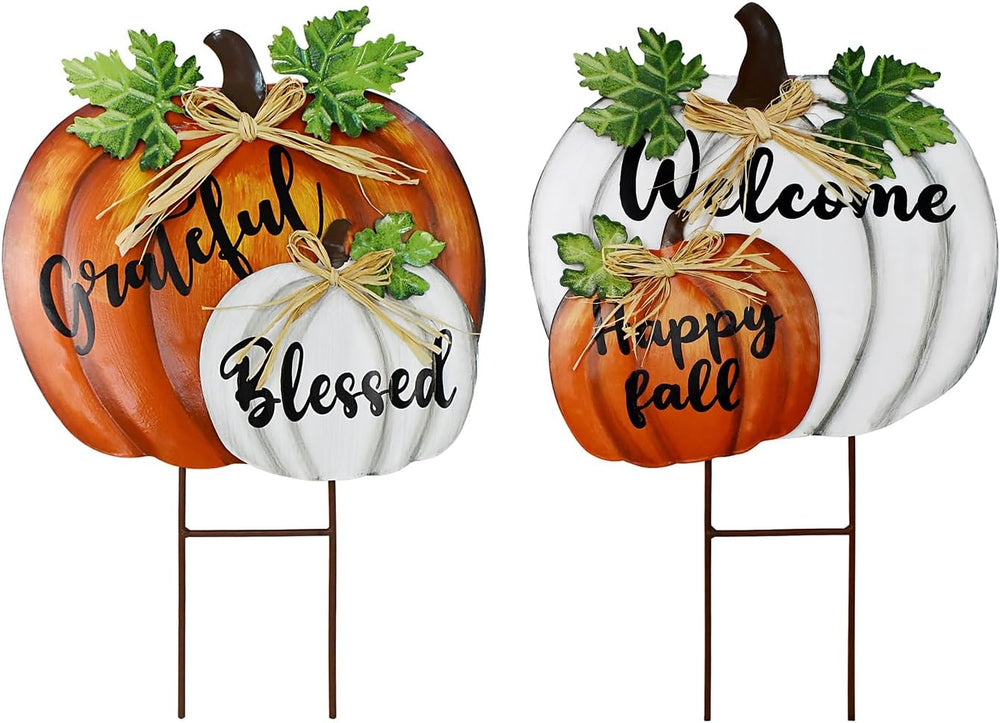 Stacked Pumpkin Garden Stake Yard Sign Fall Decor Decorative Outdoor Stakes