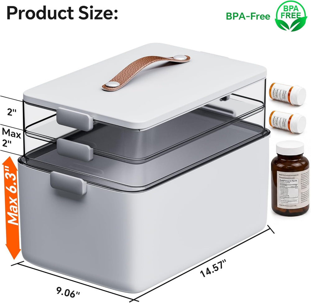 CTIME 3-Tier Medicine Organizer - Portable Medicine Cabinet with Handle