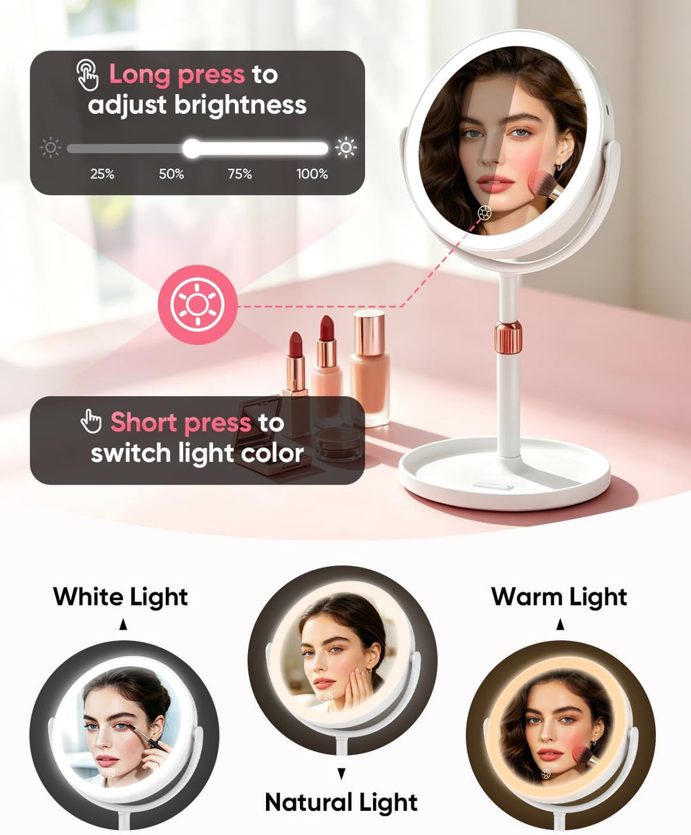 8" Lighted Makeup Mirror with 30X/1X Magnifying Vanity Mirror