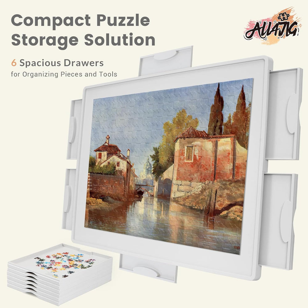 ALL4JIG 1500 Pieces Lightweight Rotating Plastic Puzzle Board with 6 Drawers ...