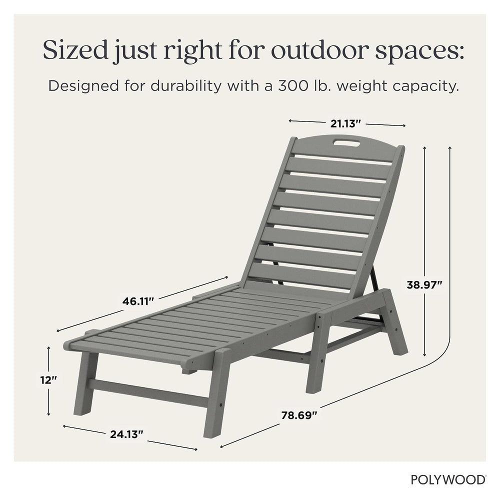 POLYWOOD Nautical Patio Chaise, Slate Grey