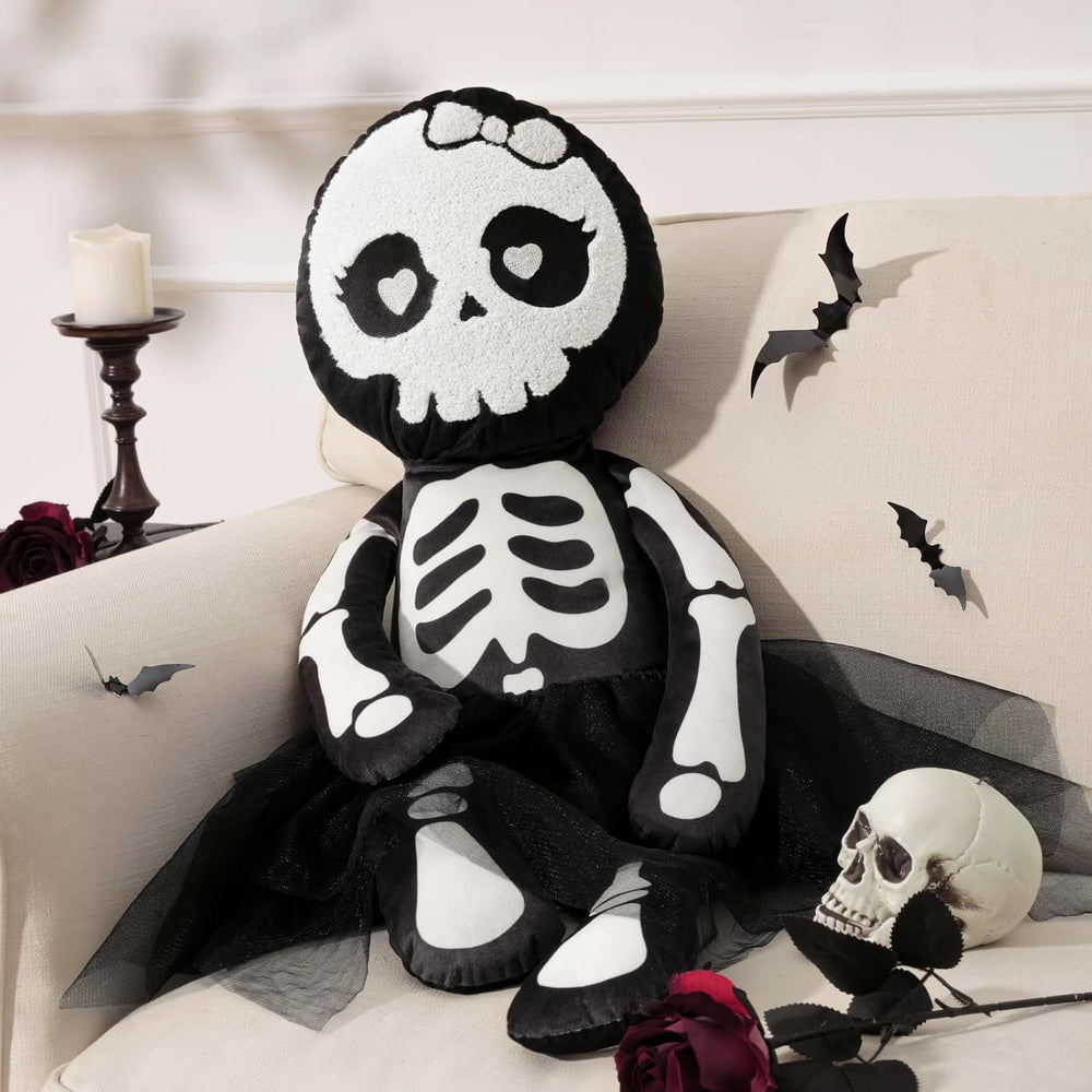 Phantoscope Happy Halloween Shaped Throw Pillow, Skeleton Girl Shaped Pillow,...