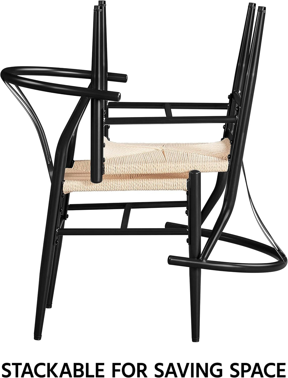 Yaheetech Dining Chairs Set of 6 Mid Century Modern Woven Chairs Black