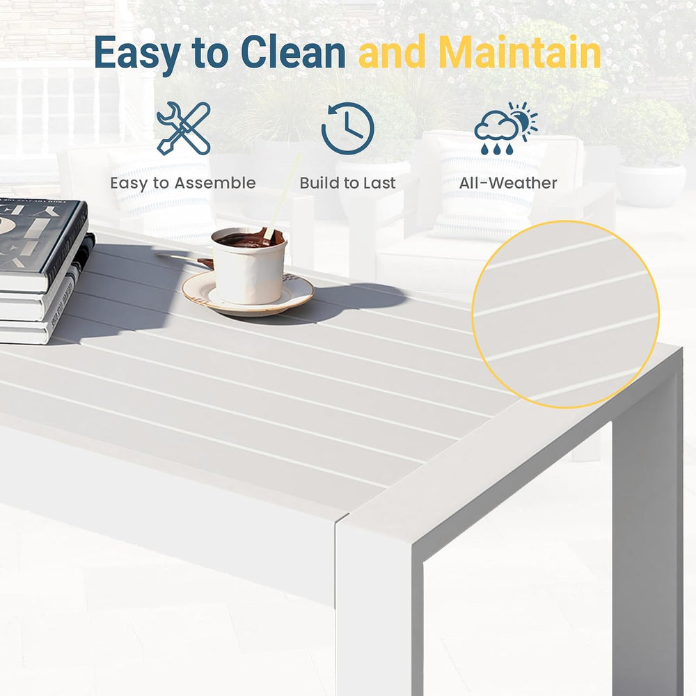 Wisteria Lane Aluminum Outdoor Furniture Patio Coffee Table, All-Weather Outd...