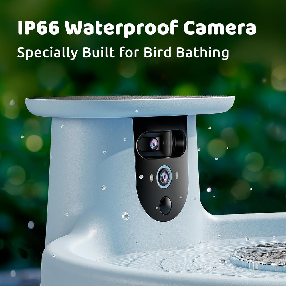 Birdfy Smart Bird Bath with Camera, Solar Powered, Dual-Lens 2K AI Camera