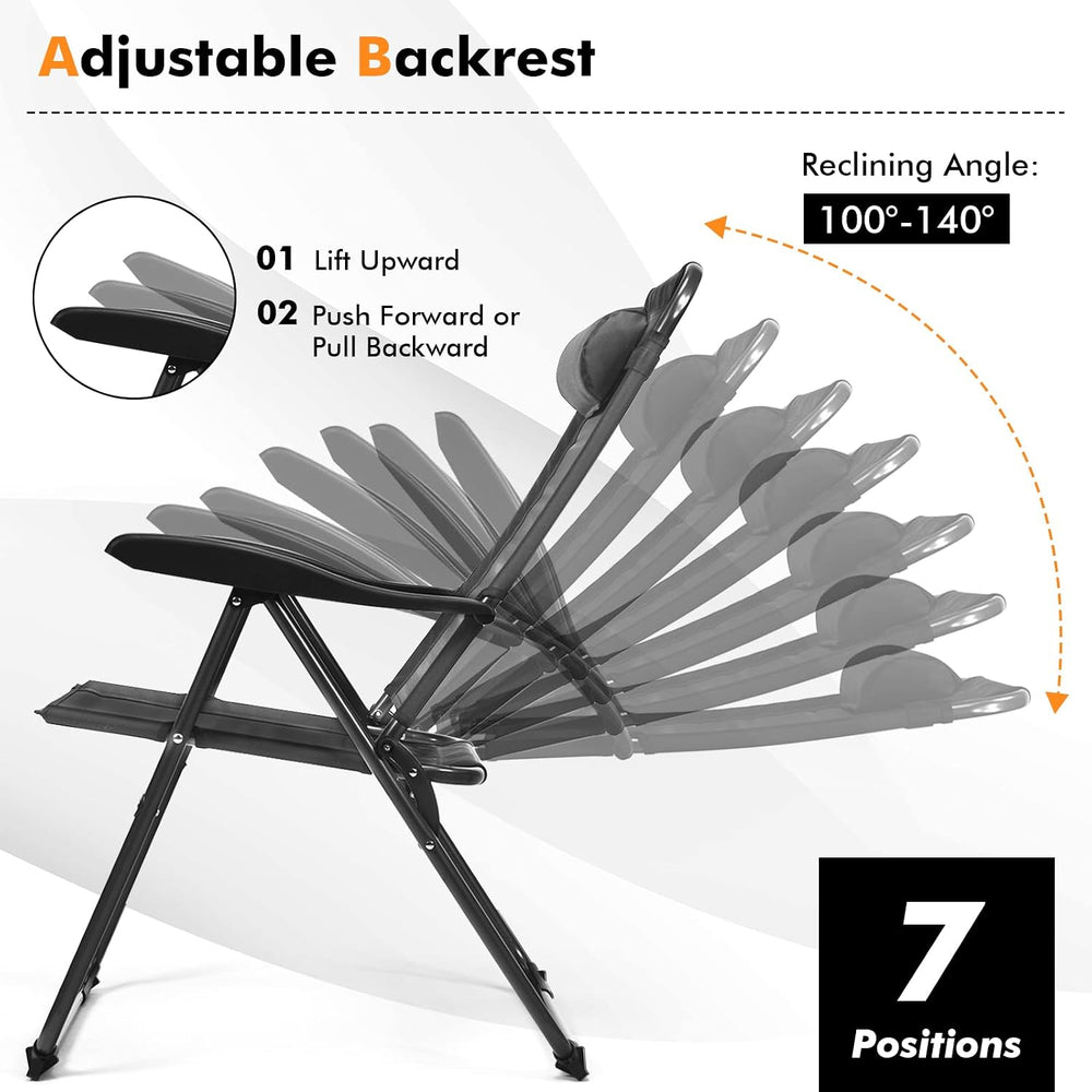 Tangkula Folding Patio Dining Chairs Set of 4, Portable Patio Chairs with 7 L...