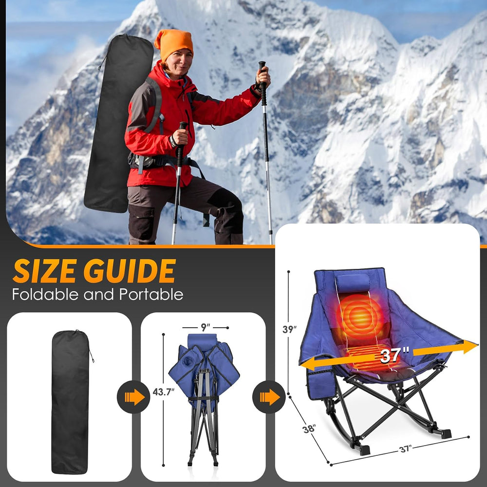 Suteck Heated Rocking Camping Chair, Rocker Camp Chairs with Power Bank