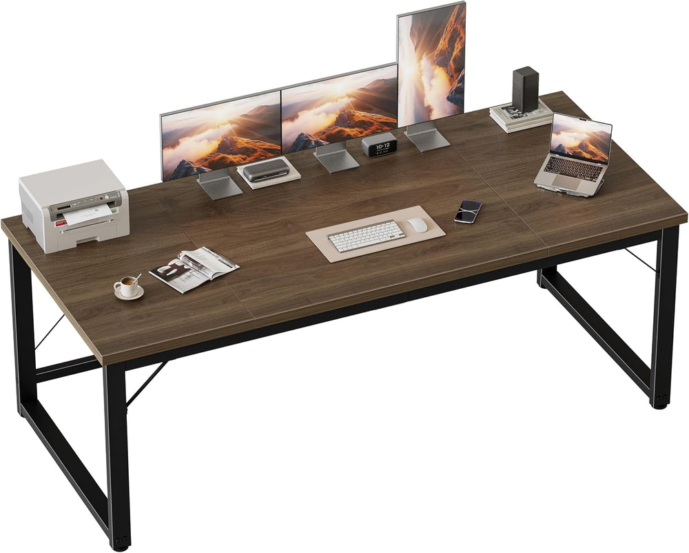 Mericonia 63 Inch Computer Desk, 1" Thick Large Office Table, Walnut