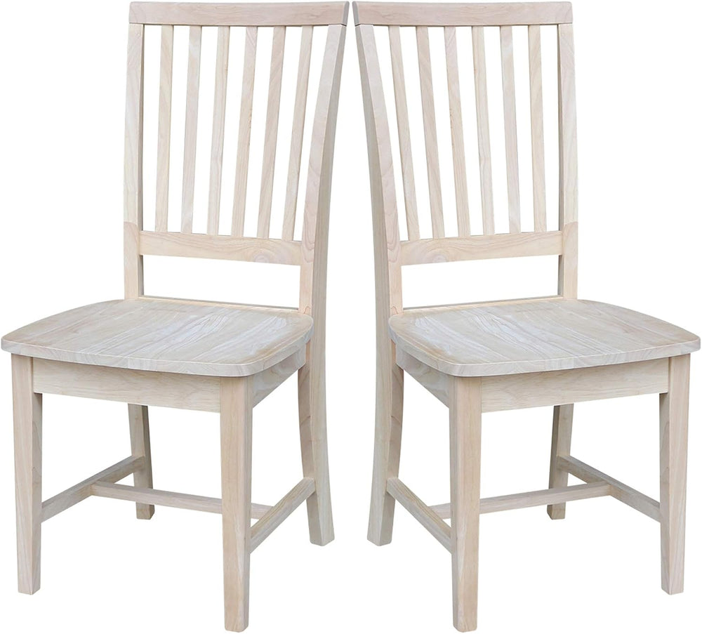 IC INTERNATIONAL CONCEPTS Solid Wood Set of 2 Mission Chairs, Unfinished