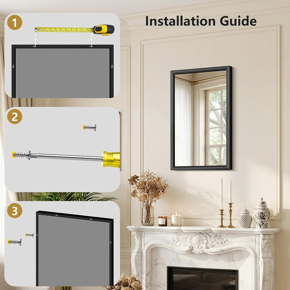 FORBATH Bathroom Mirror for Over Sink, 18x30 Inch Black Vanity Mirror