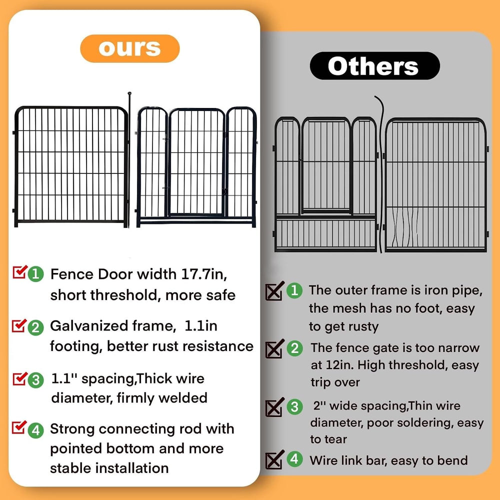 Getlay Tall Garden Fence with Gate 48 in(H)×27 in(L) 12 Panels Total 26.6 Ft(...