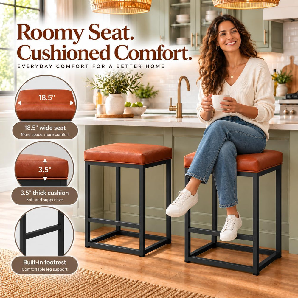 MAISON ARTS Counter Height Bar Stools Set of 4, Kitchen Backless Barstools