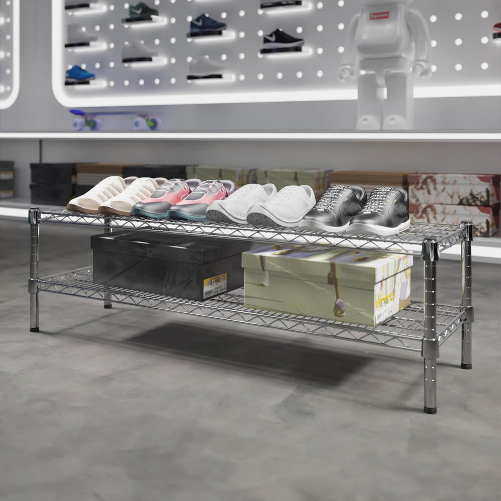 14" Deep x 48" Wide x 14" Height Wire Shelving Kit | 2-Tier | ...