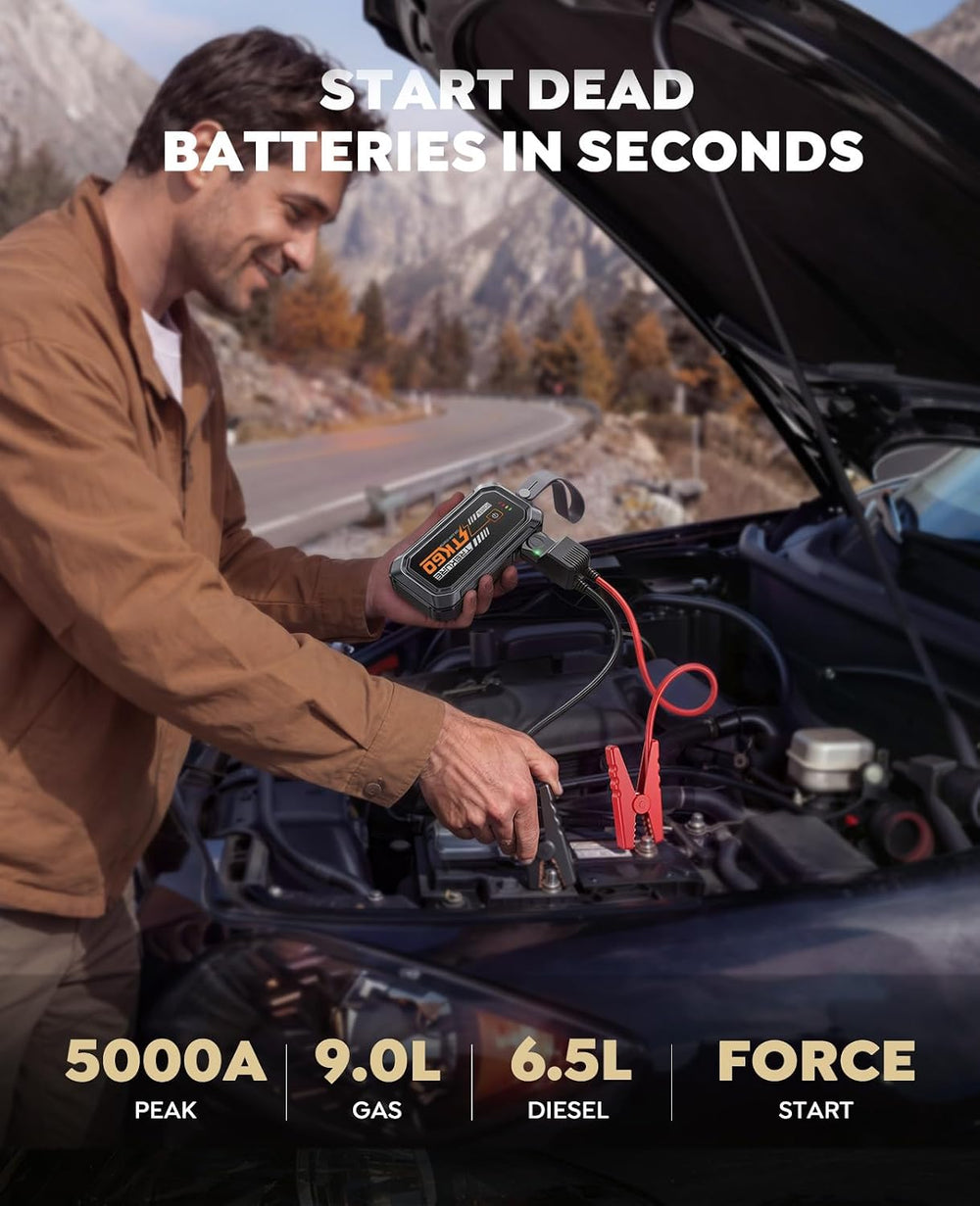 TREKURE Car Battery Jumper Starter Portable 5000A, Portable Car Jump Starter ...