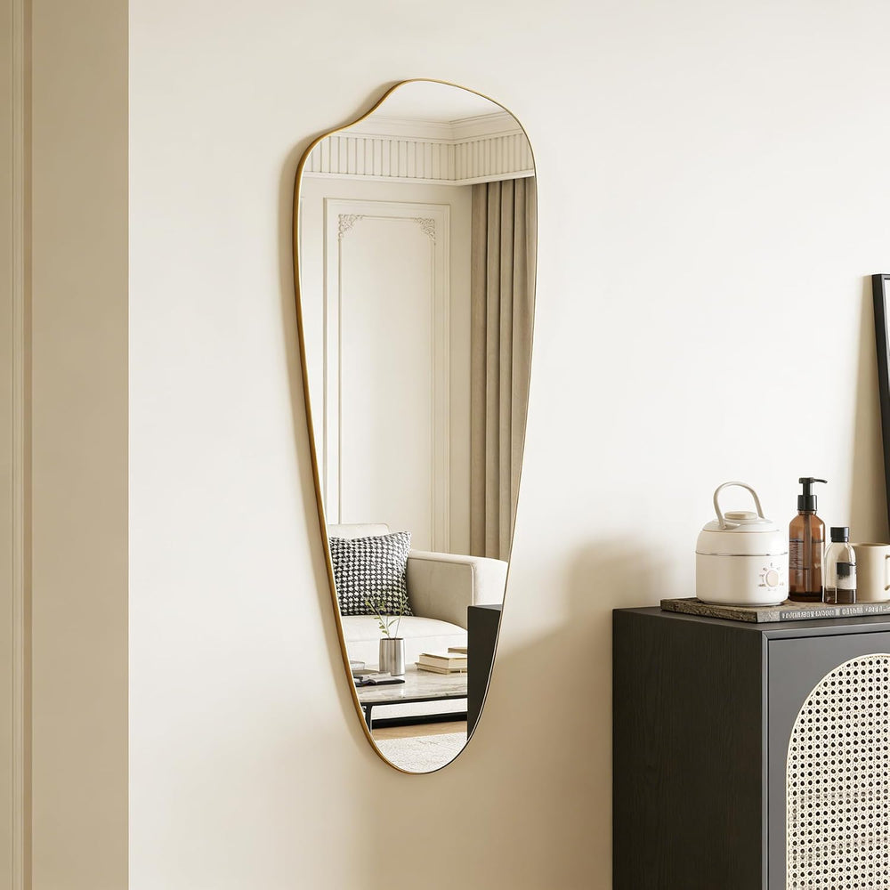 Irregular Asymmetrical Wall Mirror Full Length, 48x20 Inch Gold Mirror