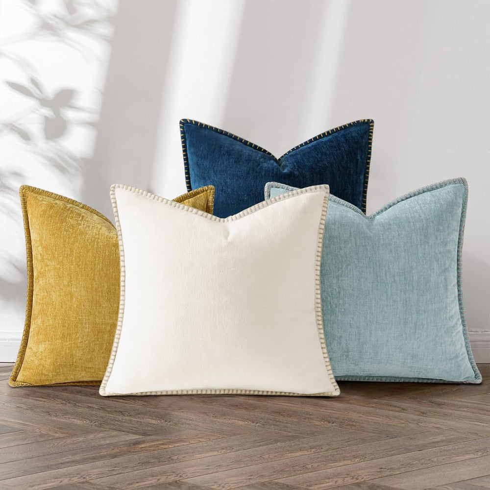 decorUhome Fall Soft Decorative Chenille Throw Pillow Covers 18x18 Set of 4