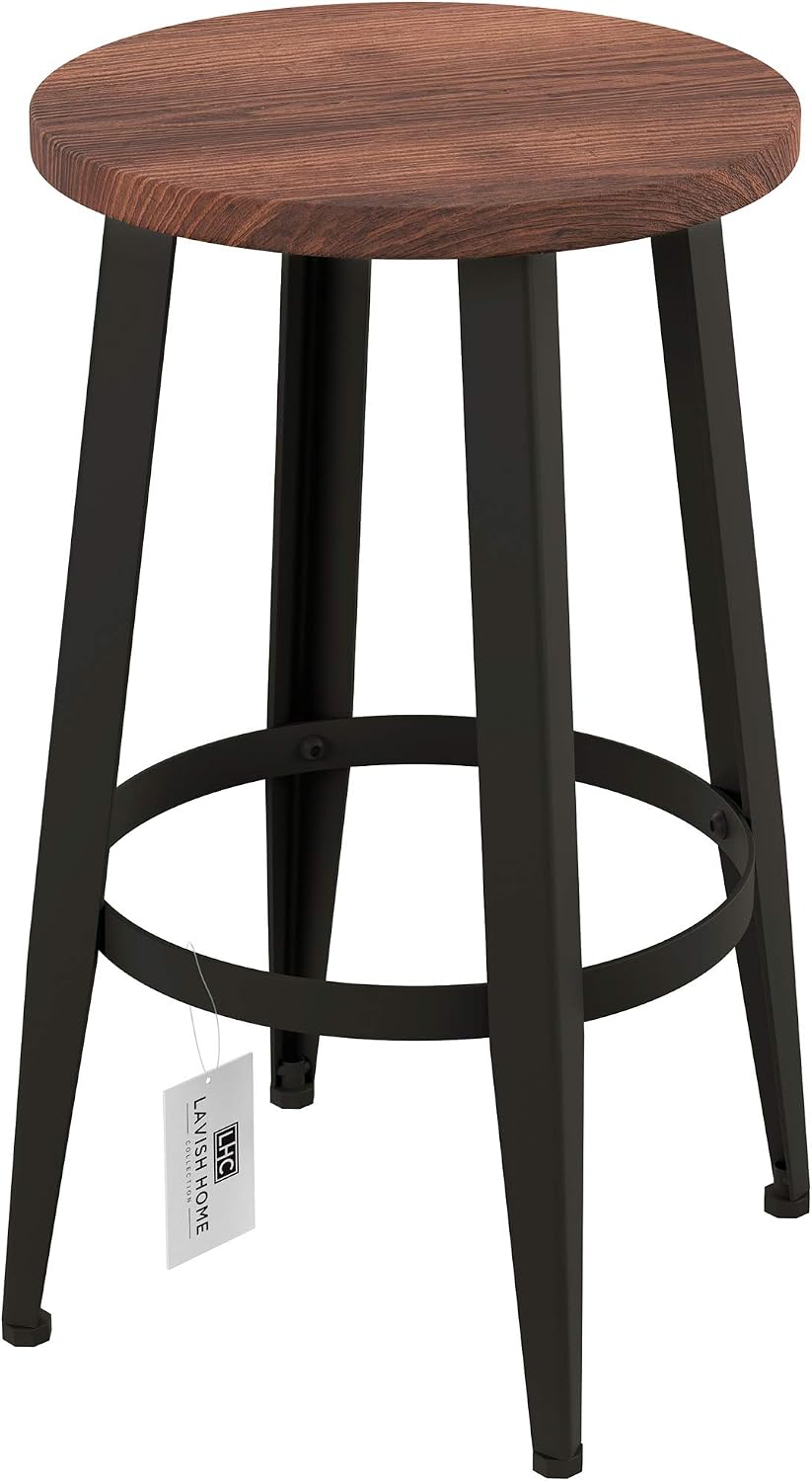 Home Lavish Counter Height Stools-Backless Kitchen or Dining Room Metal Base,...