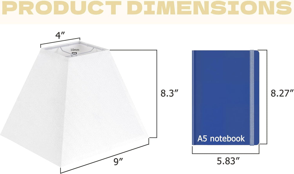 GO&SO Small White Square Lamp Shades for Small Table Lamps, 4"×9&quo...
