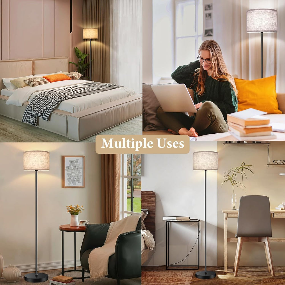TOBUSA Floor Lamp for Living Room, Modern Standing Lamp with Drum Shade