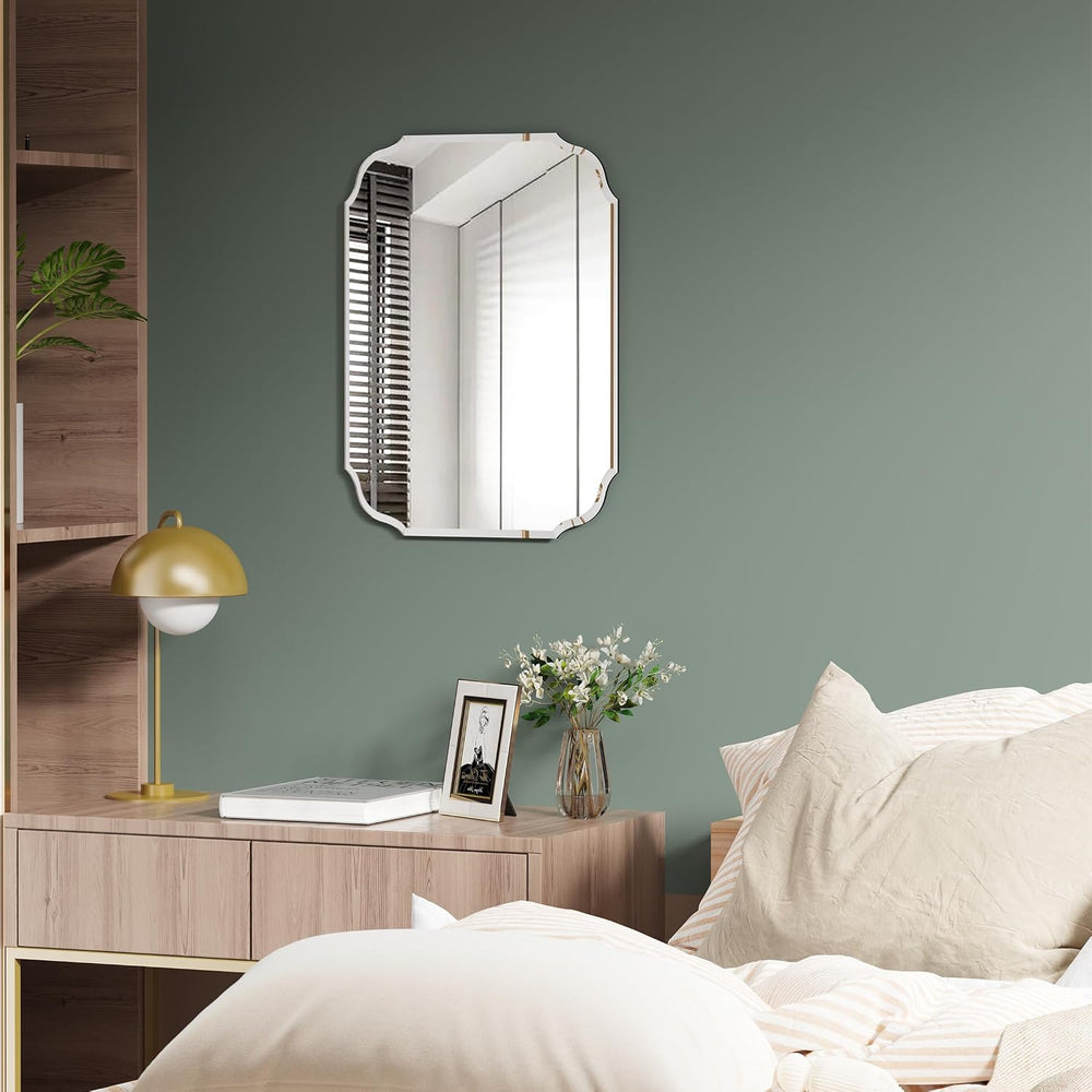 18" x 24" Silver Wall Mirror Beveled Edge Frameless Mirrors for Bat...