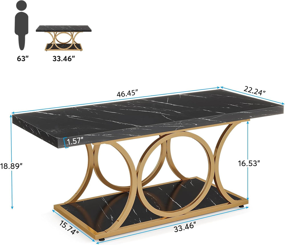 Tribesigns Rectangle Coffee Table, 47.24-inch Modern Coffee Tables for Living...