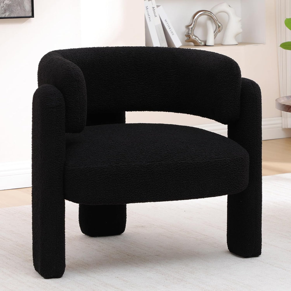 Accent Chair for Living Room, Modern Sherpa Barrel Chair, Upholstered Living ...