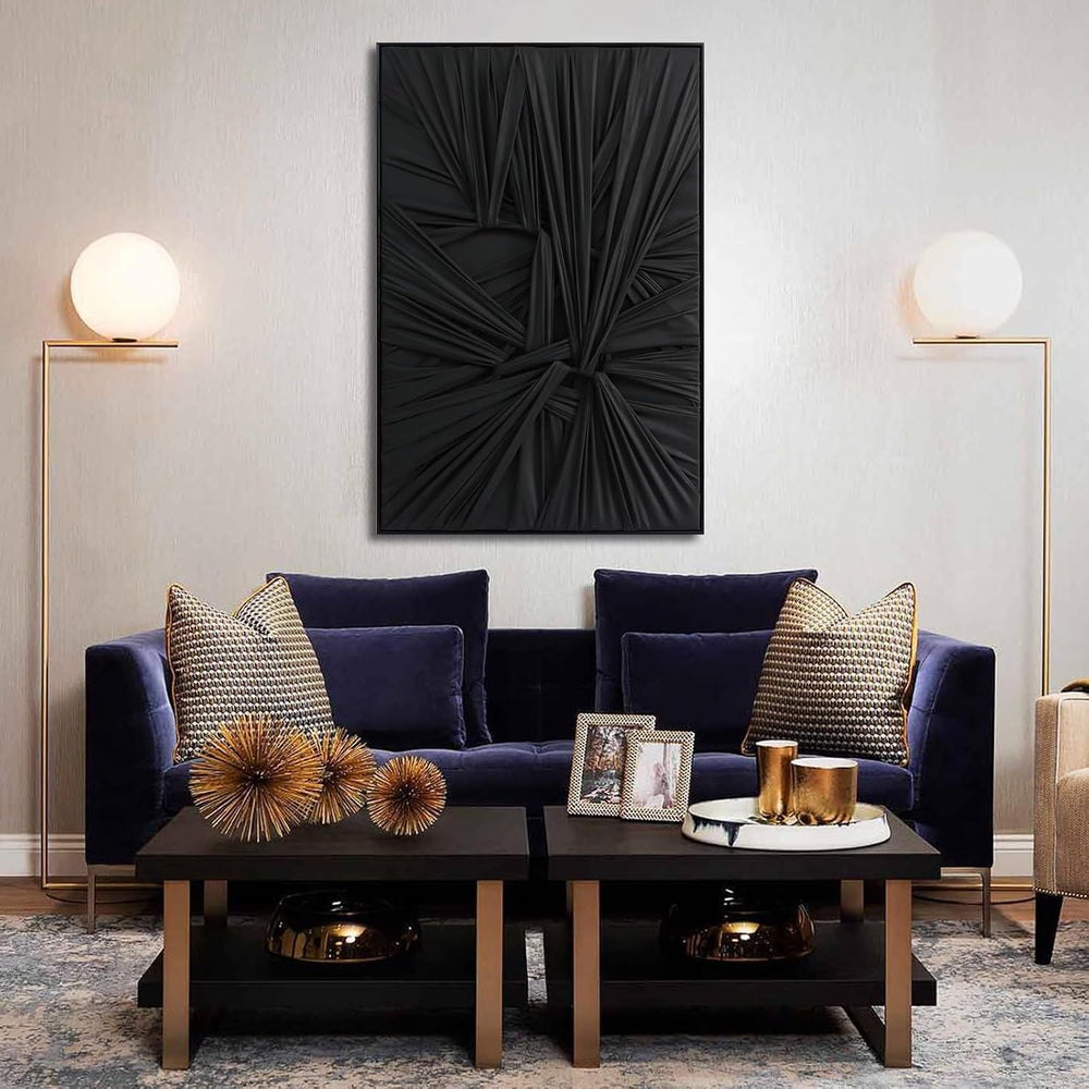 SAFERRYHOME Black Abstract 3D Textured Thick Minimalist Wall Art,24"x36&...