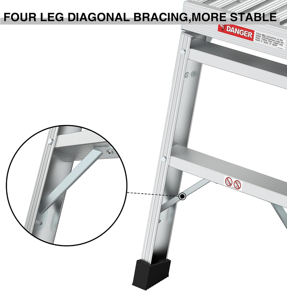 40" Aluminum Folding Work Platform/Step Stool - 225 LBS, Non-Slip, Ultra...
