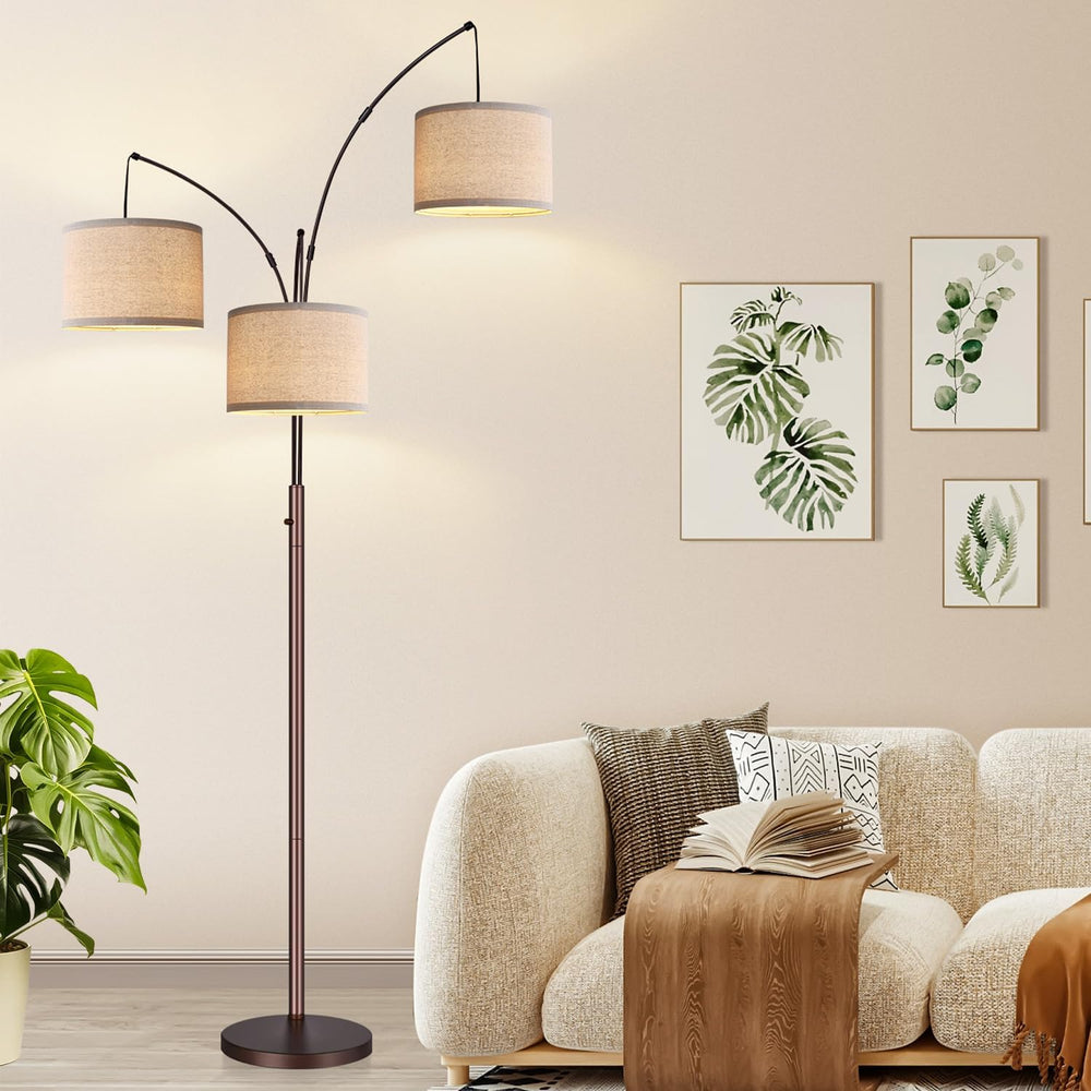 Dimmable Floor Lamp, 3 Lights Brown Arc Floor Lamp, Modern Tall Standing Tree...