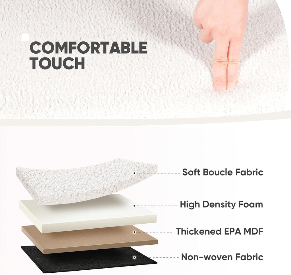 B FSOBEIIALEO 30" Folding Ottoman with Storage for Living Room, Cream White