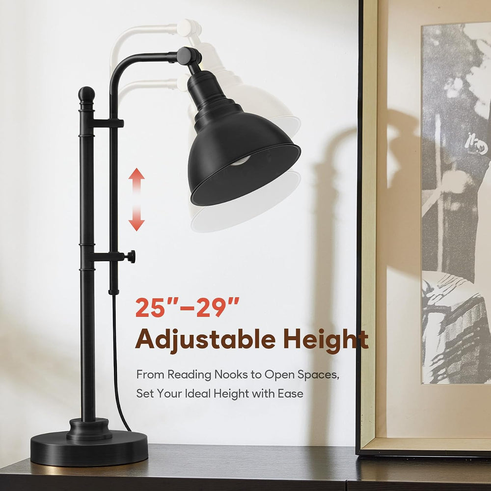 VONLUCE Rustic Desk Lamp, Adjustable Industrial Table Lamp for Home Office