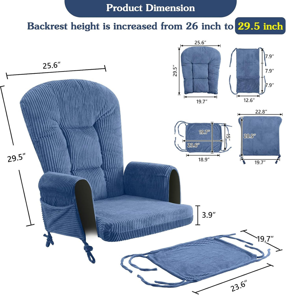 ANMINY 5PCS Glider Rocker Replacement Cushions, 29.5"H Back 3.9"Thi...