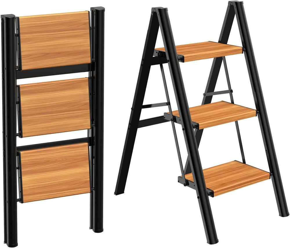 HBTower 3 Step Ladder, 330 lbs Aluminum Folding Stool