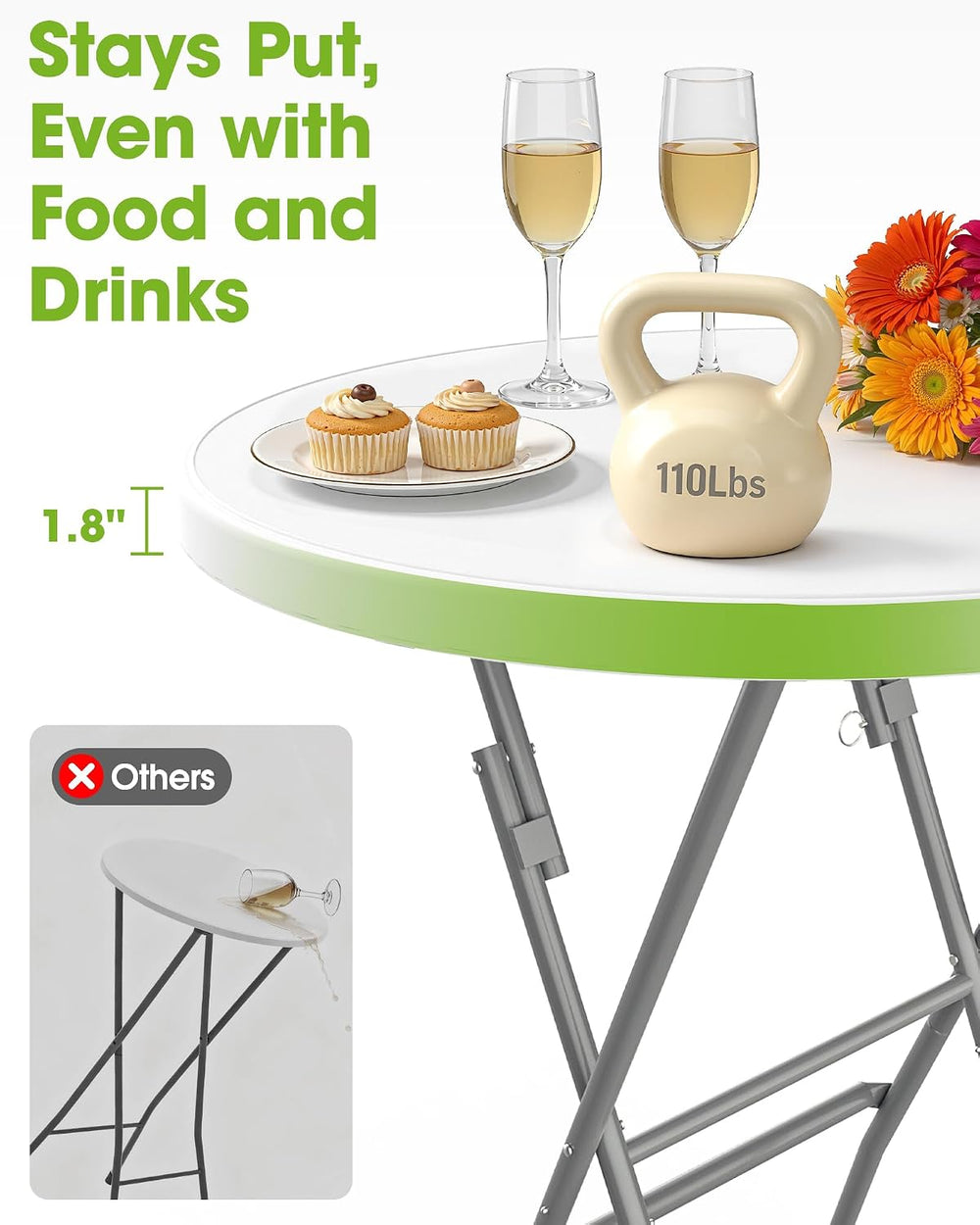 Pureegg Round Cocktail Table - High Top Bar Table 32" x 43.3", 1PCS