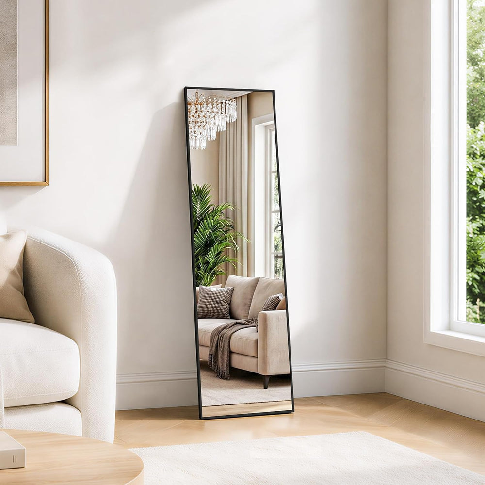 47"x14" Mirror Full Length, Wall Mounted/Over the Door, Black