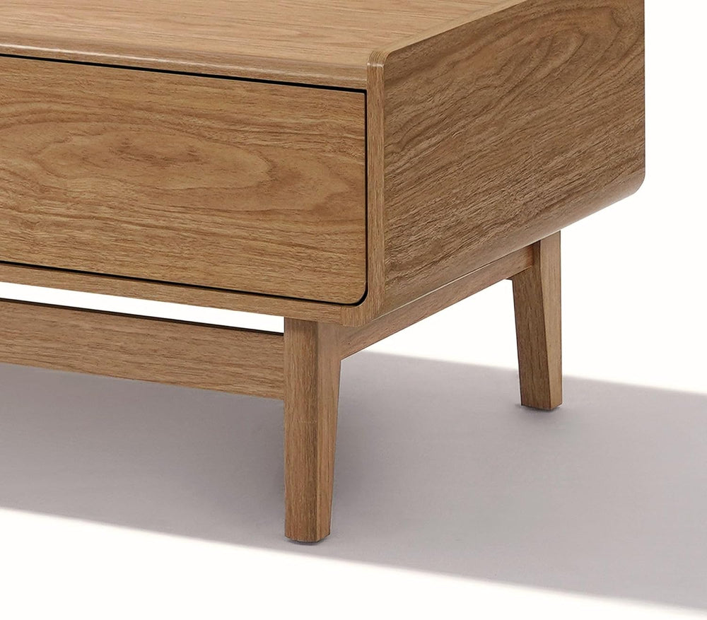 LuxenHome 47" Coffee Table with Storage, Oak Center Table for Living Room