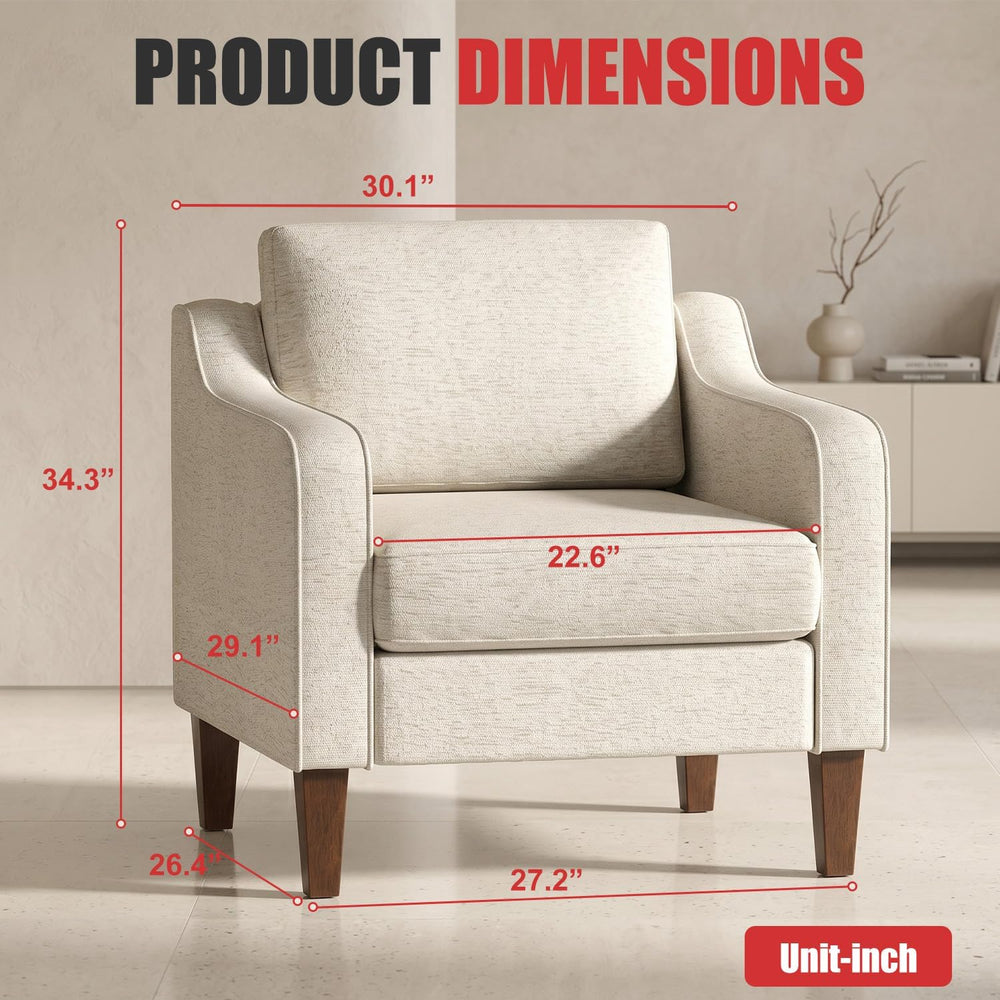 BestMassage Accent Chair, Beige Fabric Upholstered Armchair