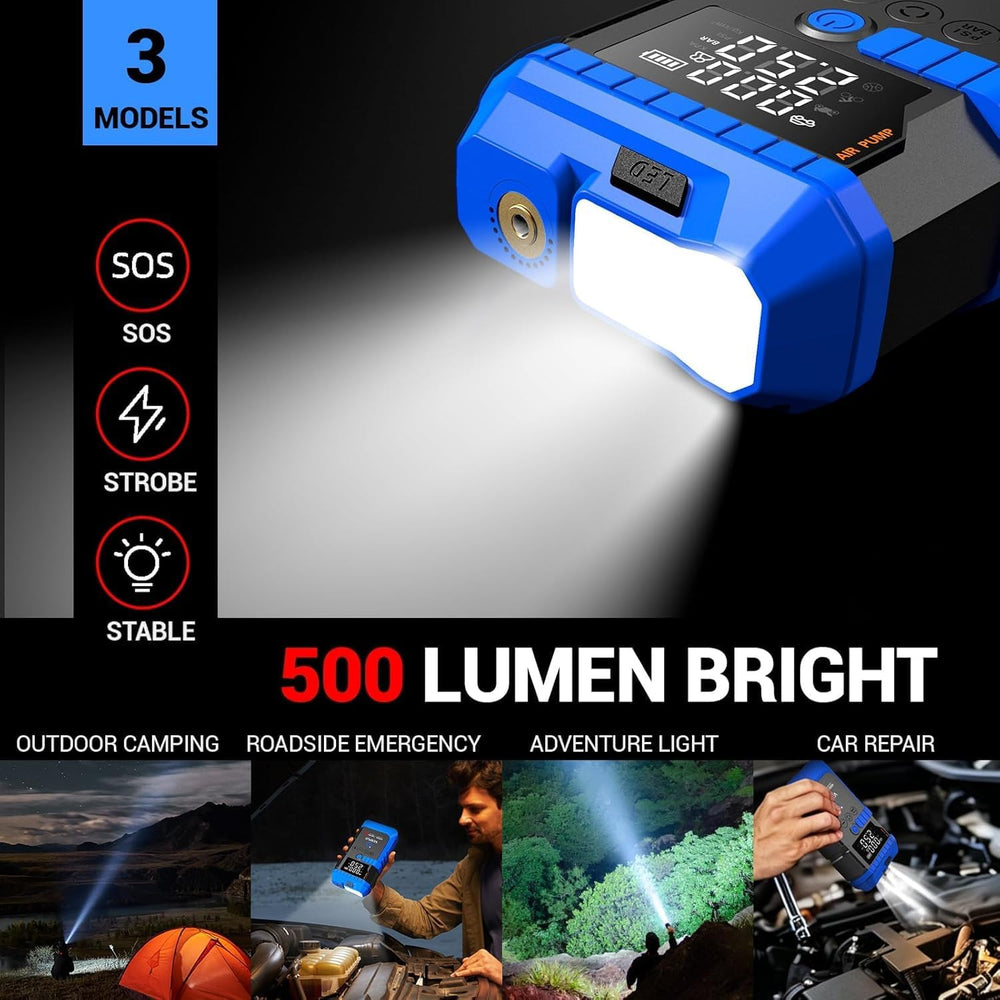 VEXPLO Jump Starter with Tire Inflator Portable Roadside Emergency Car Kit