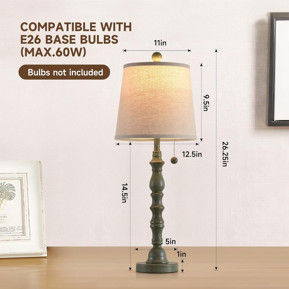 Lamps Set of 2 Modern Farmhouse Table Lamp Bedside Reading Lamps Living Room ...
